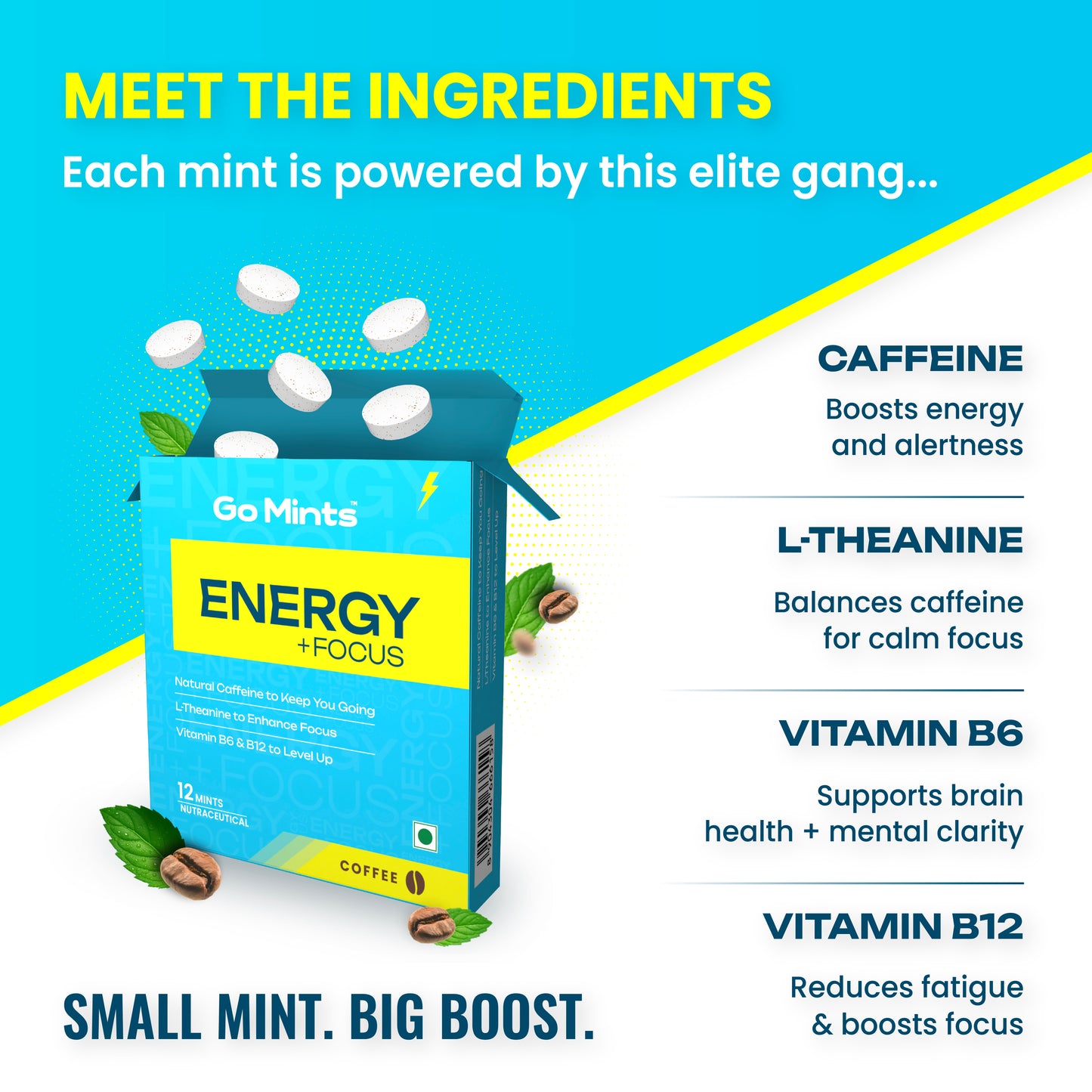 Energy+ Focus Mints for Sustained Energy & Quick Brain Boost