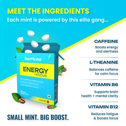 Energy+ Focus Mints for Sustained Energy & Quick Brain Boost